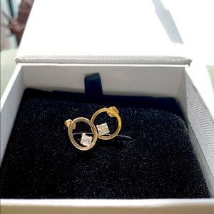 14k solid gold earrings with cz